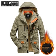 JEEP SPIRIT 1941แจ็คเก็ต ESTD แจ็คเก็ตของผู้ชายแจ็กเก็ตทหารความร้อนหนาเสื้อกันลมมีฮู้ดแจ็คเก็ต6XL ขน