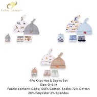 Bebe Favour 4Pc Knot Hat & Socks Set BP73585/BP73586/BP73587