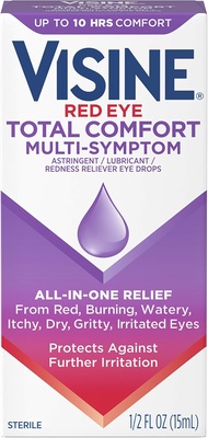 Authentic Visine Multi-Symptom Eye Drops - Astringent Lubricant & Redness Reliever for Irritated Dry