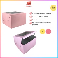 Cake Box 9 Inches 9x9x6 Inches With Window Pastel Pink Textured Box