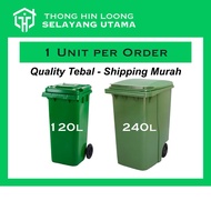 TEBAL  Heavy Duty Mobile Waste Dust Bin 120L / 240L tong sampah hijau bandaraya