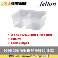 Felton Disposable Microwave Rectangular 2 Compartments Food Container FR 1000-2C (1000mL x 250pcs)*