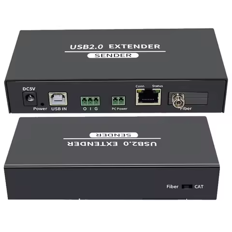 20Km USB 2.0 Fiber Extender Over FC Fiber Optic Cable 4 Port USB Extension Transmit via RJ45 up to 1