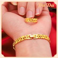 Pure Gold Original 18k Saudi Gold Bracelet Mens Frosted Boss Bracelet Big Buckle Bracelet Jewelry