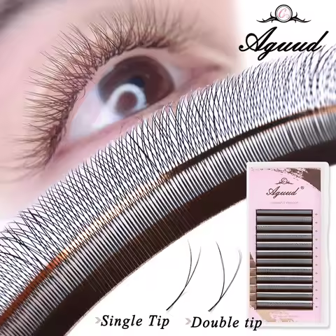 AGUUD Premade Volume Fan YY 3D 4D 5D W-Shaped Lash Automatic Flowering Brown W Lashes Extension Sing