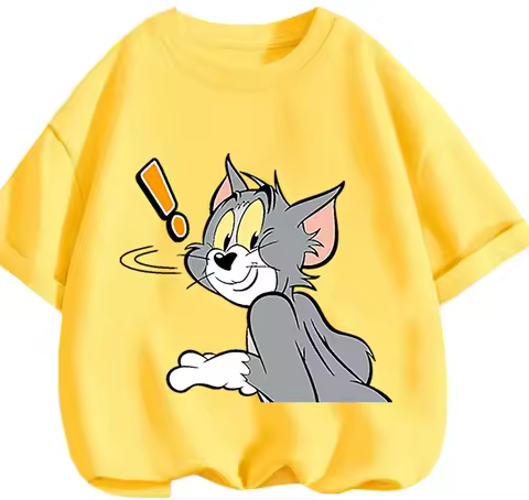 Basic Leisure Tom And Jerry T Shirt Summer Multi Scene Wearing Cartoon Print Kids Boys Girls Tops