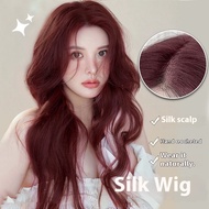 TSE phần trước tóc giả dạng dán chia tóc xoăn dài màu đỏ mâm xôi vừa tự nhiên vô hình Tóc Giả lọn to