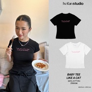 Women's plain baby tee I WISH I WAS A CAT t-shirt, 100% thick cotton, 250gsm