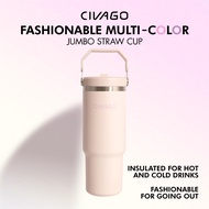 CIVAGO（20oz/30oz）Foldable Straw Insulated Tumbler Large Capacity Stainless Steel IceLock Cold Cup
