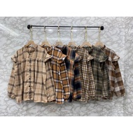 KEMEJA Flannel ruffle SHIRT, GINGHAM SHIRT, FLANEL/, Women's flannel SHIRT, Latest women's flannel t