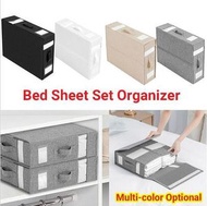日本暢銷 - [白色] 床單收納盒 布藝可視窗收納盒 拉鍊折疊毛毯整理盒 衣櫃床品收納 [平行進口]