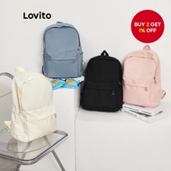Women Preppy Backpack Plain Colorblock Double Shoulder Strap Multi-pocketed Backpacks L41BA05 (White