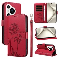 Cho Huawei P70 P30 P20 Pro / P30 P20 Lite vỏ điện thoại bồ công anh từ Ví da khe cắm thẻ thời trang