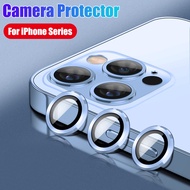 For iPhone 15 14 Plus 13 12 11 Pro Max 13 Mini 14 Plus Back Camera Lens With Tempered Glass Metal Protector Ring