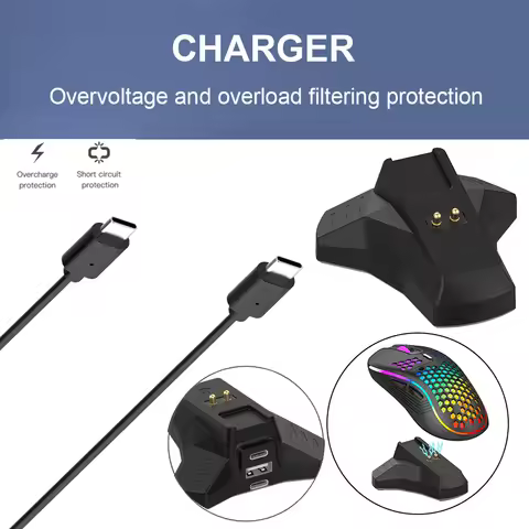 Wireless Mouse Charger Mouse Charging Dock Station for Razer DeathAdder V2 Pro/Naga Pro/Viper Ultima