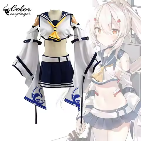 Color Cosplayer Game Cosplay Costume Ijn Ayanami Top Dress Girl Cute Party Outfit with Tie Belt Fema