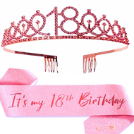 2pc/set Birthday Tiara Crown Sash Women Girls This Is My 4Th 5Th 6Th 7Th 8Th 9Th 10Th 13Th 16Th Birt
