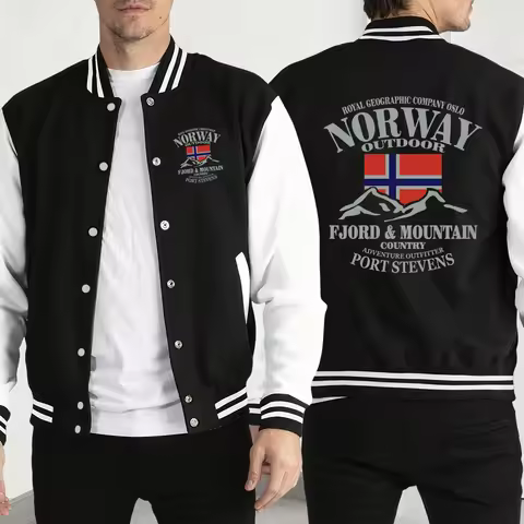Norway Fjords And Mountains Print Men Clothes Cute Warm Loose Streetwear Funny Pocket Jackets Autumn