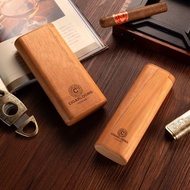CIGARLOONG Travel Cigar Case Personalized 2 Finger Portable Cedar Wood Cigar Cases/Humidor Smoking A