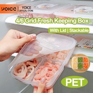 YOICE 4 Compartment Refrigerator Crisper Fruit Meat Food Refrigerator Organizer Storage Box