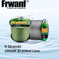 Frwanf 9 Strands 2000M Braided Fishing Line PE Line X9 Braid Line 15-110LB Spot Line Black&White/Yel