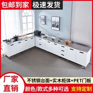 HY/💯Stainless Steel Kitchen Cabinet Simple Stove Table Cabinet Integrated Household Assembly Cupboard Storage Organizer