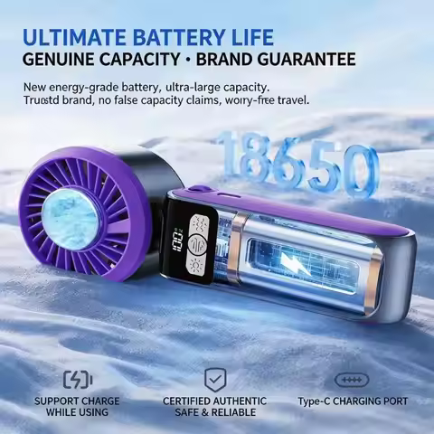 Portable Neck Fan With 100 Speeds Level And Ice Cooling Technology For Outdoor Sports And Office Use