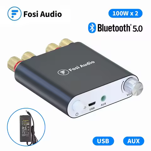 Fosi Audio Bluetooth Sound Power Amplifier 100W x2 Wireless Receiver TPA3116D2 Mini HiFi Digital Pow