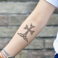 OhMyTat 亞美尼亞十字架 Armenian Cross 刺青圖案紋身貼紙 (2張)