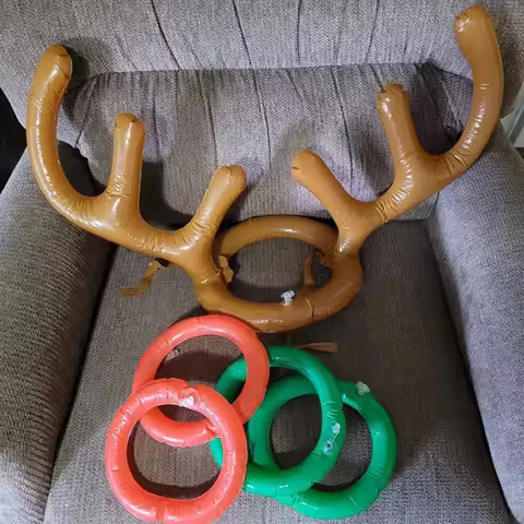 1/3/5set Christmas Game Inflatable Reindeer Antler Hat Ring Toss Kids Gift Reindeer Antler Hat Headb