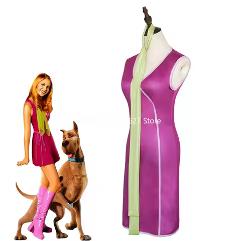 Anime Velma Daphne Purple Cosplay Costume Movie Character Blue Dress Halloween Costume for Women Gir