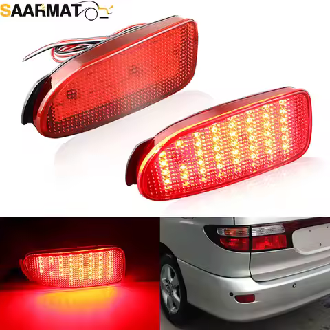 2Pcs LED Rear Bumper Reflector Light For Toyota Previa Estima Tarago 30 40 Series Rear Signal Fog La