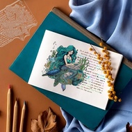 GLOBLELAND 4 Sheets Vintage Clear Silicone Stamps for DIY Card Making Retro Mermaid Boat Lady Transp