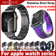 สาย นาฬิกา เข้ากันได้กับ For apple watch ultra / ultra 2 49mm 9 8 7 6 Band 40mm 44mm Solid Stainless Steel Band Business Replacement For apple watch Series 9 8 7 6 SE 5 41mm 45mm 38mm 42mm Wristbands