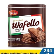 Wafer Wafello Coklat Kaleng 234g/Roma Wafer Wafello Choco Blast 234g