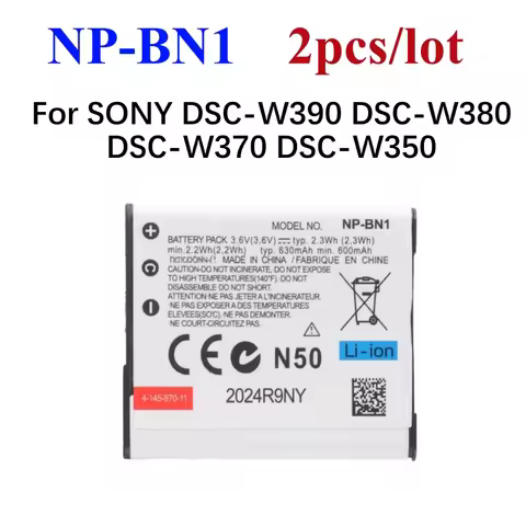 2pcs/lot NP-BN1 NP BN1 Camera Battery for Sony DSC-W390 DSC-W380 DSC-W370 DSC-W350