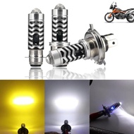 For H4 BA20D P15D Motorcycle Headlight LED Hi/Low Dual Colors Headlight Projector Lens Bulb Motor Dr