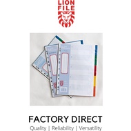 LIONFILE A4 12 COLOURED tab Index Dividers 0.13mm PP 1set/Pack
