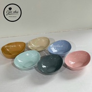 (REAL PHOTO) Bowl/distorted boat shape with earthbone porcelain color - 19cm in pastel color used to