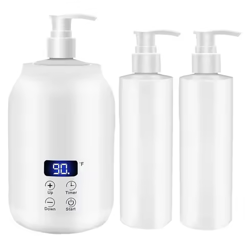 NEW LED Display Massage Oil Warmer, Electric Massage Oil Digital Heater With Two Oil Bottles, Portab