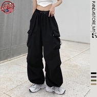 🇲🇾 READY STOCK Women Casual Y2K Streetwear Cargo Pants Baggy Straight Long Pants Big Pockets Oversiz