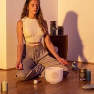 HYAN 528HZ 8 Inch C Note Life Flower Design Quartz Crystal Singing Bowl Chakra for Healing Sound Med