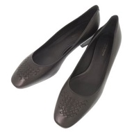 全新 Bottega Veneta Intrecciato 37 1/2 碼黑色皮革高跟鞋，黑色 0529 [二手]