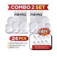 Felli Dinexe Opal Glass White Dinnerware Set (12 Pcs) Bundle Deal x 2 Sets - Minea [FREE S/S Cutlery