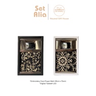 SET ALIA Sejadah Tenun Saiz Muka Tasbih Digital Kotak Exclusive Premium Souvenir Corporate Set Hanta