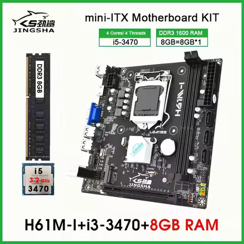 H61 mini itx motherboard placa mae kit set combo with Core 3.2GHZ i5 3470 CPU 8GB 1600MHz DDR3 Deskt