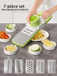7入組不銹鋼多功能廚房蔬菜切割器 - 用於沙拉,洋蔥,馬鈴薯,水果和蔬菜切片,切絲,切粒