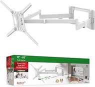 Barkan 40" Long White TV Wall Mount, 13-80 inch Dual Arm Full Motion Articulating - 4 Movement Flat/Curved Screen Bracket, Holds up to 110lbs, Extra Stable, Fits LED OLED LCD