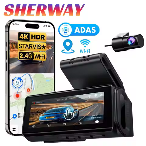 Dash Cam 4K Dual-channel Record 2K HDR 3.69'' IPS TouchScreen 24H Parking Monitor ADAS Car DVR WIFI 