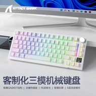 Papan Kekunci Mekanikal Permainan Wayarles RGB Tiga Mod Attack Shark X820Ultra dengan Paparan Papan 